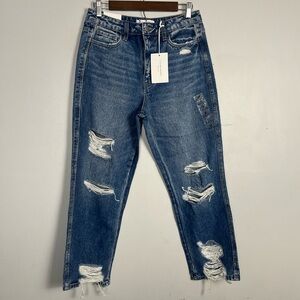 New Flying Monkey Women’s Blue Distressed Ultra High Rise Straight size 28
